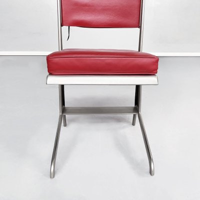 Mid-Century French Red Leather & Steel Chair by Jean Prouvé for Tecta, 1980s-GDD-1262235