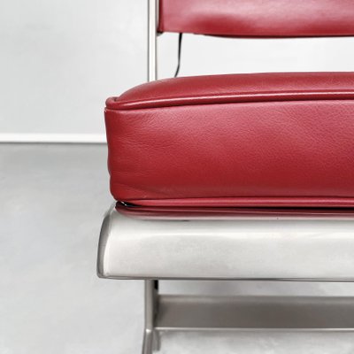 Mid-Century French Red Leather & Steel Chair by Jean Prouvé for Tecta, 1980s-GDD-1262235