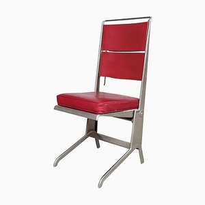 Mid-Century French Red Leather & Steel Chair by Jean Prouvé for Tecta, 1980s-GDD-1262235