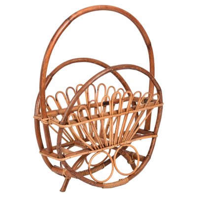 Mid-Century French Riviera Bamboo and Rattan Magazine Rack, 1960s-JDR-1125424