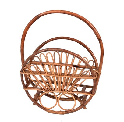 Mid-Century French Riviera Bamboo and Rattan Magazine Rack, 1960s-JDR-1125424