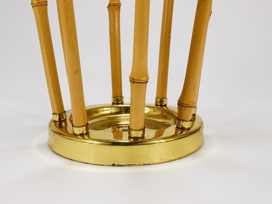 Mid-Century French Riviera Bamboo & Brass Umbrella Stand, Austria, 1950s-MWV-2031890