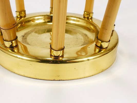 Mid-Century French Riviera Bamboo & Brass Umbrella Stand, Austria, 1950s-MWV-2031890