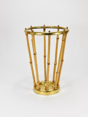 Mid-Century French Riviera Bamboo & Brass Umbrella Stand, Austria, 1950s-MWV-2031890