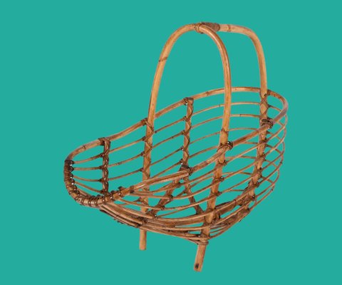 Mid-Century French Riviera Bamboo & Rattan Magazine Rack, Italy, 1960s-JDR-1343292