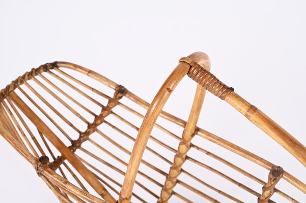 Mid-Century French Riviera Bamboo & Rattan Magazine Rack, Italy, 1960s-JDR-1343292