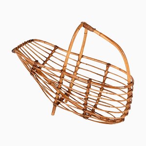 Mid-Century French Riviera Bamboo & Rattan Magazine Rack, Italy, 1960s-JDR-1343292