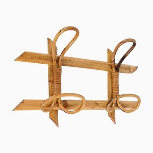 Mid-Century French Riviera Coat Rack in Rattan, Wicker and Bamboo, Italy, 1960s-JDR-1750905