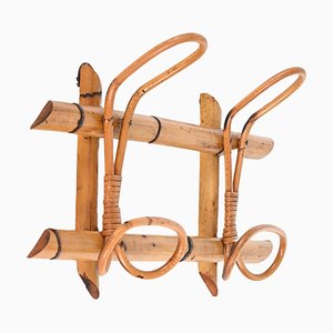 Mid-Century French Riviera Rattan, Wicker and Bamboo Canes Coat Rack, Italy, 1960s-JDR-1721371