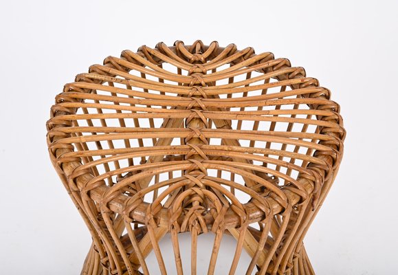 Mid-Century French Riviera Stool in Rattan and Woven Wicker, 1960s-JDR-1778318