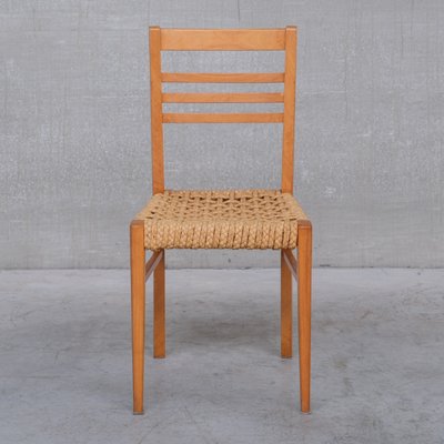 Mid-Century French Rope Dining Chairs attibuted to Audoux-Minet, Set of 5-JRP-1349599