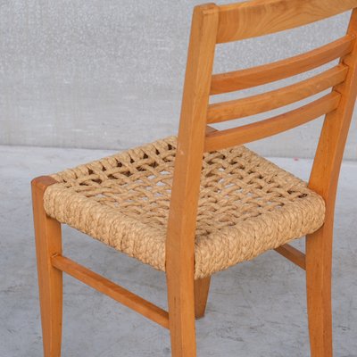 Mid-Century French Rope Dining Chairs attibuted to Audoux-Minet, Set of 5-JRP-1349599