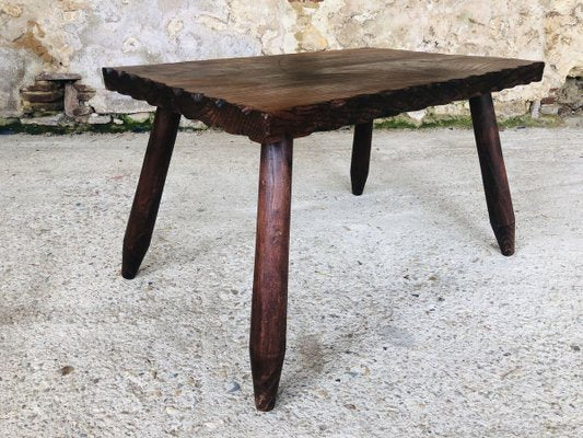 Mid-Century French Rustic Side Table on Tapered Legs-OJT-857120