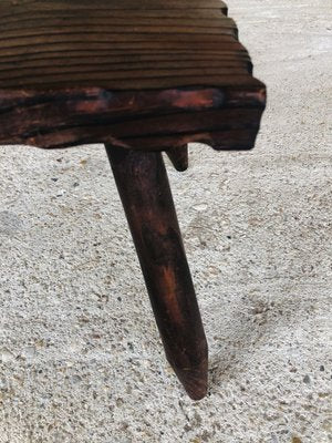 Mid-Century French Rustic Side Table on Tapered Legs-OJT-857120