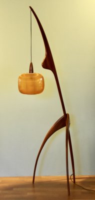 Mid-Century French Teak Floor Lamp by Jean Rispal, 1950s-SY-1794256