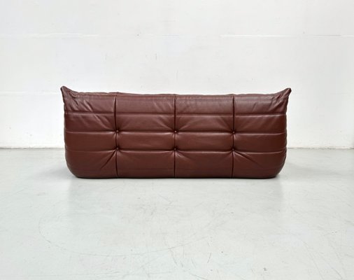 Mid-Century French Togo Sofa in Chestnut Brown Leather by Michel Ducaroy for Ligne Roset-XLZ-2025924