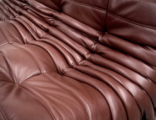 Mid-Century French Togo Sofa in Chestnut Brown Leather by Michel Ducaroy for Ligne Roset-XLZ-2025924