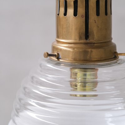 Mid-Century French Two-Tone Glass and Brass Pendant Light, 1950s-JRP-1719200