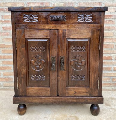 Mid-Century French Walnut Chest Table with Drawer and Double Door, 1950s-NOU-1816414