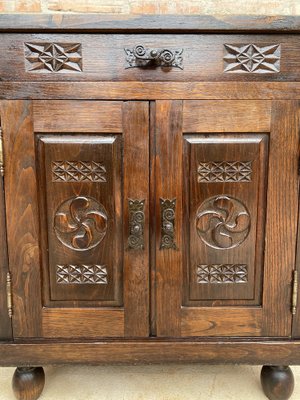 Mid-Century French Walnut Chest Table with Drawer and Double Door, 1950s-NOU-1816414