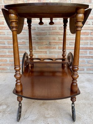 Mid-Century French Wooden Bar Cart Trolley, 1950s-NOU-1739762