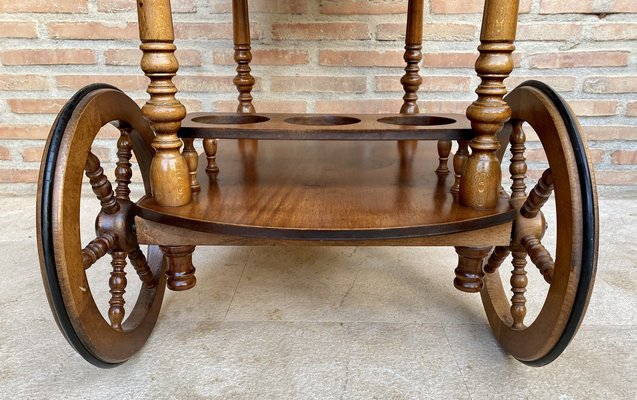 Mid-Century French Wooden Bar Cart Trolley, 1950s-NOU-1739762