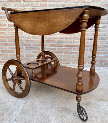 Mid-Century French Wooden Bar Cart Trolley, 1950s-NOU-1739762