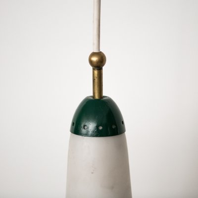 Mid-Century Frosted Green & White Ceiling Lamp-NZV-1279392