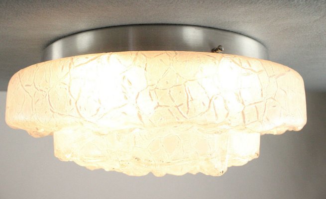 Mid-Century Frosted Ice Glass Ceiling Lamp from Doria Leuchten, 1960s-FUP-698470