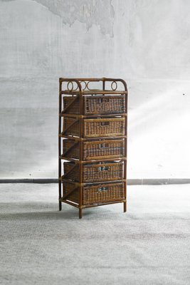 Mid-Century Fruit Stand Étagère with Handwoven Rattan Baskets, 1960s-MNF-2033842