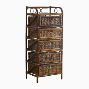 Mid-Century Fruit Stand Étagère with Handwoven Rattan Baskets, 1960s-MNF-2033842