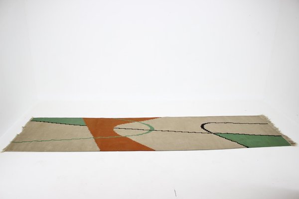 Mid-Century Geometric Kilim Carpet in Style of Antonín Kybal, 1950s-TZ-1277084