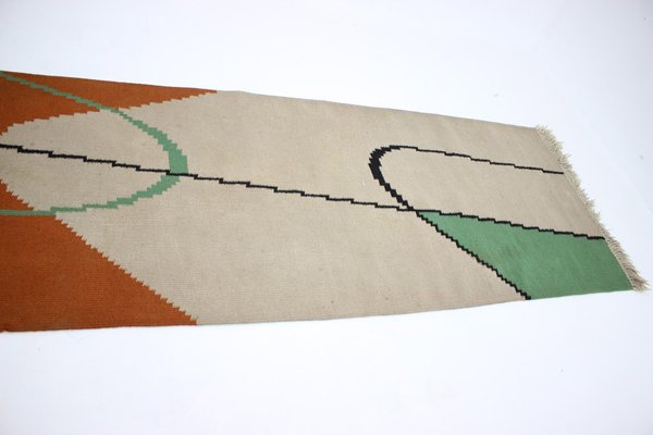 Mid-Century Geometric Kilim Carpet in Style of Antonín Kybal, 1950s-TZ-1277084