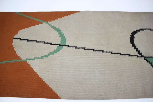 Mid-Century Geometric Kilim Carpet in Style of Antonín Kybal, 1950s-TZ-1277084