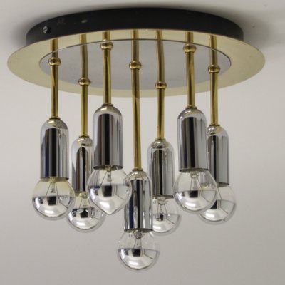 Mid-Century German Atomic Ceiling Lamp in Chrom & Brass from Cosack, 1970s-SY-2034928