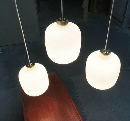 Mid-Century German Balloon Glass Pendant Lamps, 1960s, Set of 3-UAH-1725477