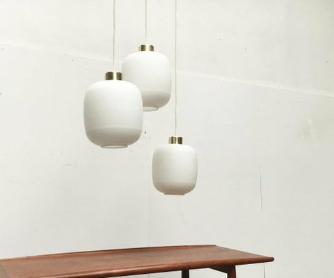 Mid-Century German Balloon Glass Pendant Lamps, 1960s, Set of 3-UAH-1725477