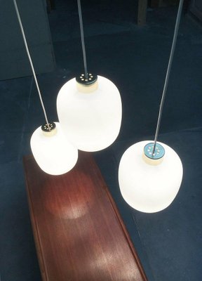 Mid-Century German Balloon Glass Pendant Lamps, 1960s, Set of 3-UAH-1725477