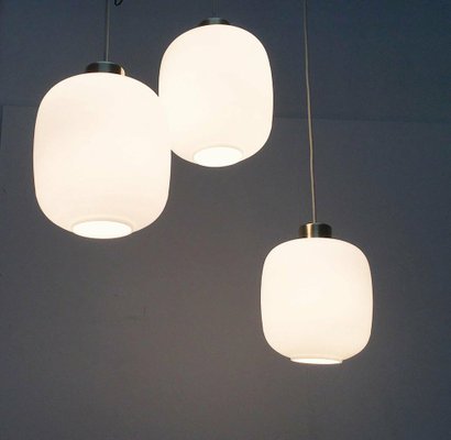 Mid-Century German Balloon Glass Pendant Lamps, 1960s, Set of 3-UAH-1725477