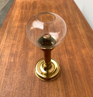 Mid-Century German Brass and Glass Candleholder by Harald Buchrucker, 1960s-UAH-1354649