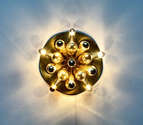 Mid-Century German Brass Atomic Ceiling or Wall Lamp by Dorothee Becker for Cosack, 1970s-UAH-1353122