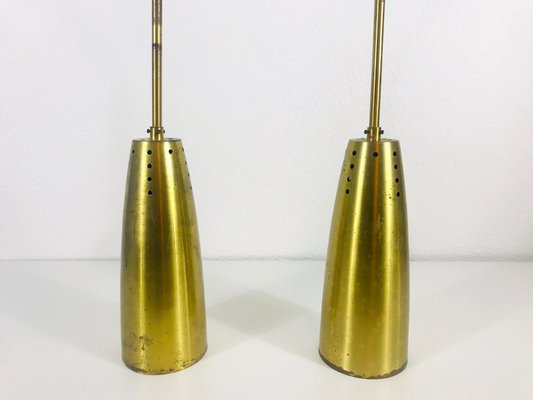 Mid-Century German Brass Pendant Lamps, 1950s, Set of 2-PUK-566936