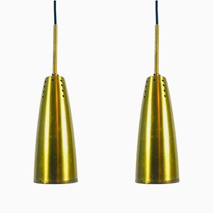 Mid-Century German Brass Pendant Lamps, 1950s, Set of 2-PUK-566936