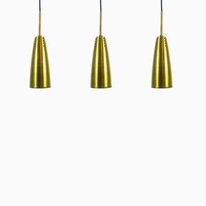 Mid-Century German Brass Pendant Lamps, 1950s, Set of 3-PUK-566941