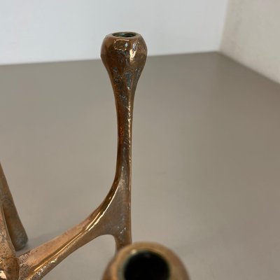 Mid-Century German Brutalist Candleholder in Bronze by Michael Harjes, 1960s-QZ-1372733