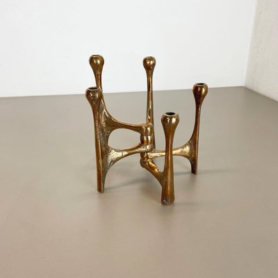 Mid-Century German Brutalist Candleholder in Bronze by Michael Harjes, 1960s-QZ-1372733