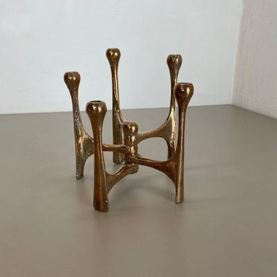 Mid-Century German Brutalist Candleholder in Bronze by Michael Harjes, 1960s-QZ-1372733