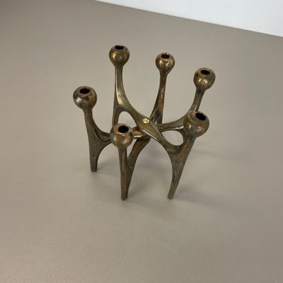 Mid-Century German Brutalist Candleholder in Bronze by Michael Harjes, 1960s-QZ-1257933