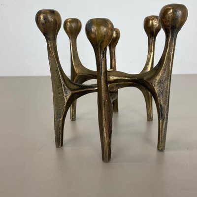 Mid-Century German Brutalist Candleholder in Bronze by Michael Harjes, 1960s-QZ-1257933