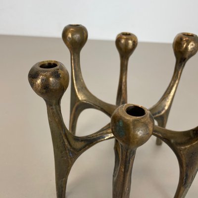 Mid-Century German Brutalist Candleholder in Bronze by Michael Harjes, 1960s-QZ-1257933